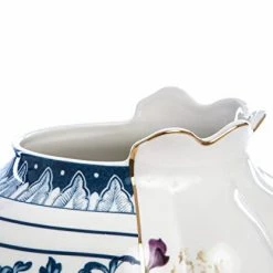 Seletti Vaso In Porcellana Diam 23 H 26 Hybrid Melanina