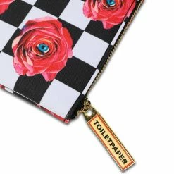 Seletti Coin Purse Pouch Seletti Roses On Check Pattern