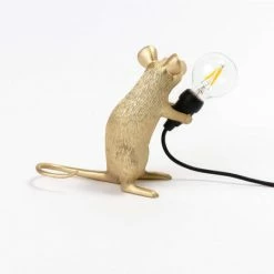 Seletti Lampada In Resina Mouse Lamp Mac-Gold Cm 5x15 H 12.5 Seduto USB