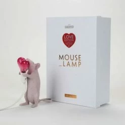 Seletti Mouse Lamp With Heart Bulb Pink & Red