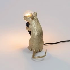 Seletti Gold Sitting Mouse Lamp