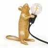 Seletti Gold Standing Mouse Lamp