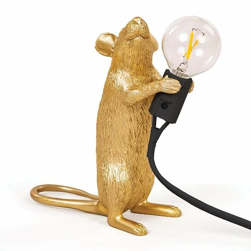 Seletti Gold Standing Mouse Lamp
