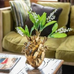 Seletti Porcelain Gold Heart Vase