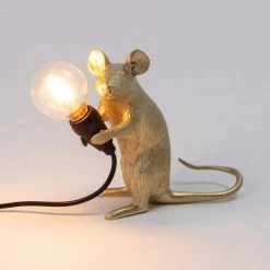 Seletti Gold Sitting Mouse Lamp