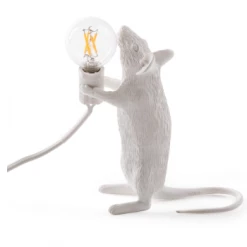 Seletti White Standing Mouse Lamp with Bulb