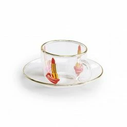 Seletti Clear and Gold Tongue Coffee Cup