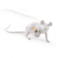 Seletti White Lie Down Mouse Lamp with Bulb