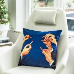 Seletti Lipstick Design Blue Velvet Cushion