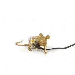 Seletti Gold Mouse Lamp Lop-Lying Down