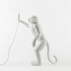Seletti White Standing Monkey Lamp