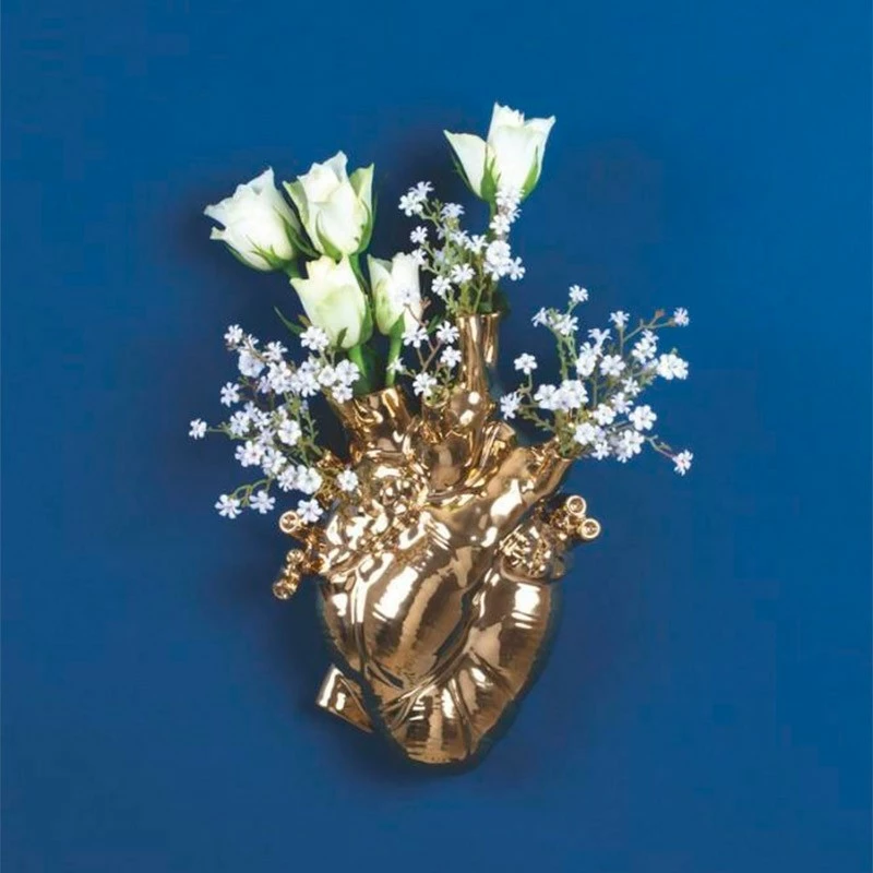 Seletti Gold Love in Bloom Heart Shaped Vase