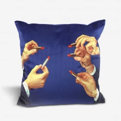 Seletti Lipstick Design Blue Velvet Cushion
