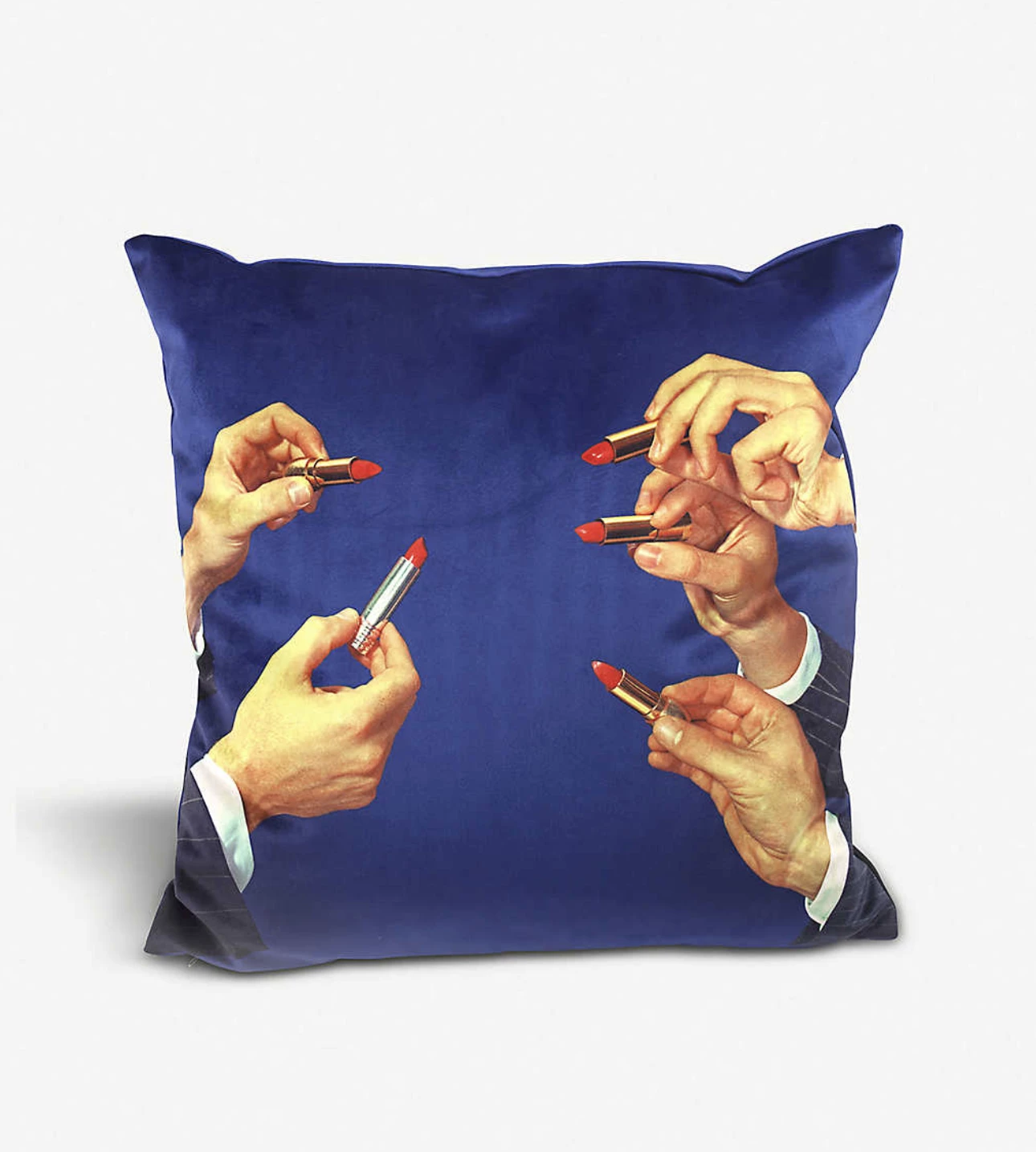 Seletti Lipstick Design Blue Velvet Cushion