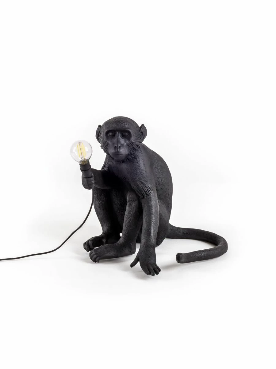 Seletti Black Sitting Monkey Lamp