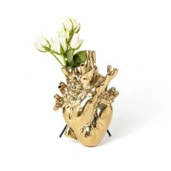 Seletti Gold Love in Bloom Heart Shaped Vase