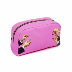 Seletti Beauty Case Stampato In Pu Toiletpaper Cm 28x8 H 16 Lipsticks Pink