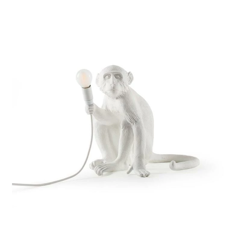 Seletti White Sitting Outside Monkey Lamp