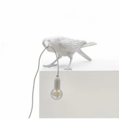 Seletti White Resin Bird Playing Lamp