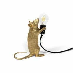 Seletti Gold Standing Mouse Lamp