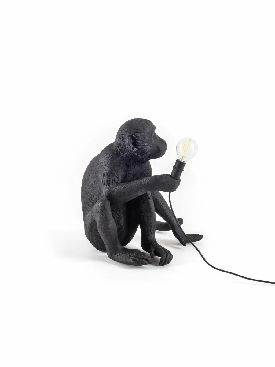 Seletti The Monkey Lamp Black Sitting Version - outdoor