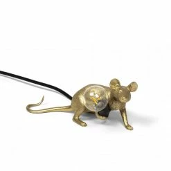 Seletti Gold Mouse Lamp Lop-Lying Down