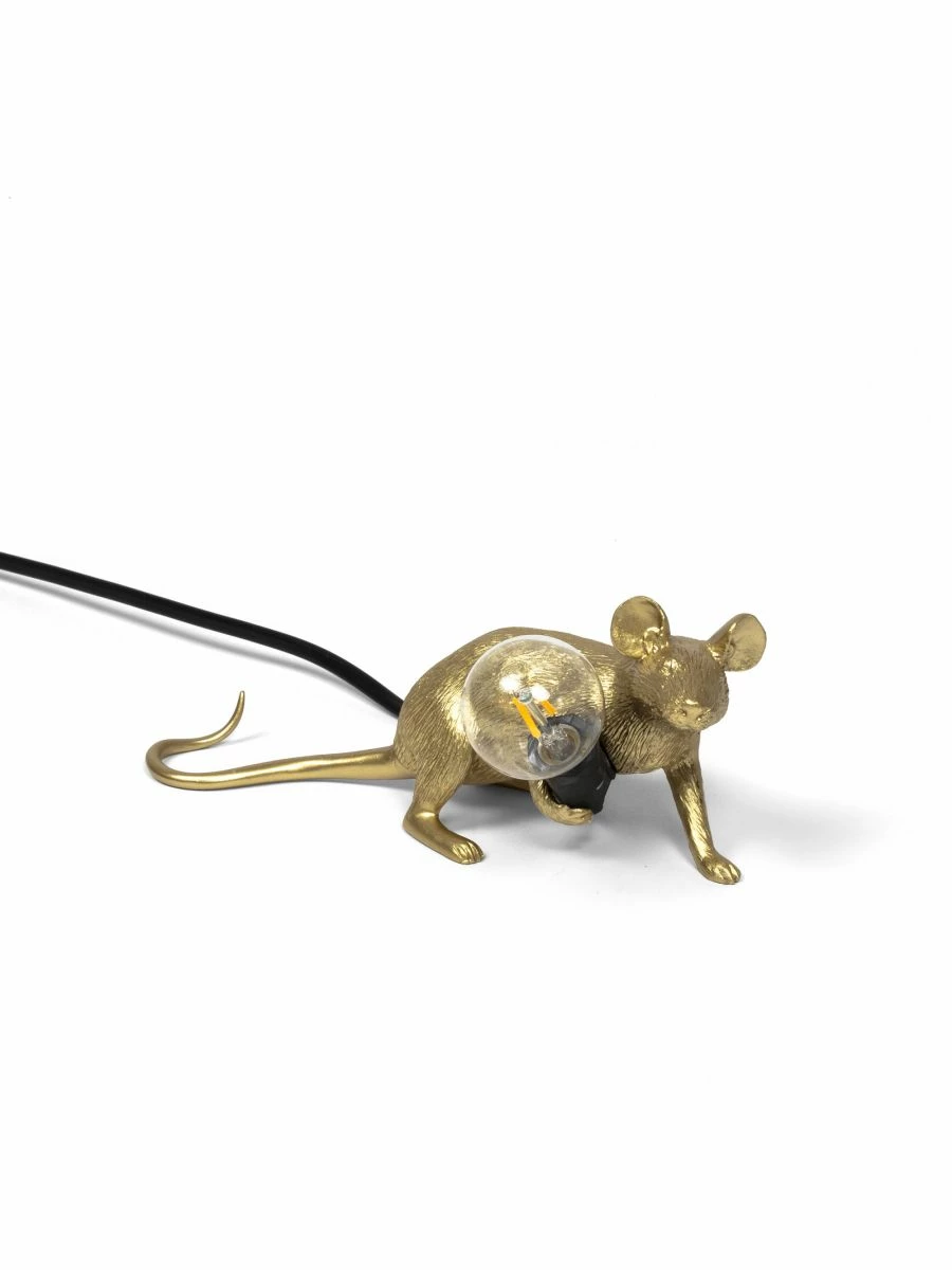 Seletti Gold Mouse Lamp Lop-Lying Down