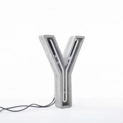 Seletti Neon Letters Alphacrete, Three Letter Combination Y, O And U, Cement