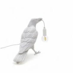 Seletti White Resin Bird Waiting Lamp