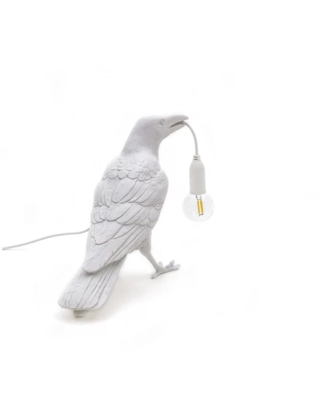 Seletti White Resin Bird Waiting Lamp