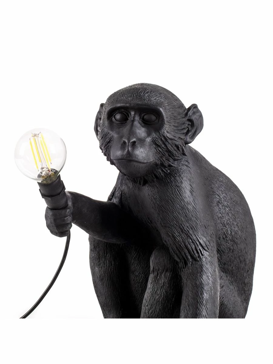 Seletti Black Sitting Monkey Lamp