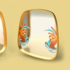Seletti Mirror Gold Frame Tongue