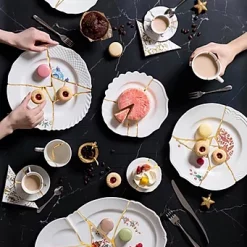 Seletti Kintsugi Dessert Plate with Golden Details