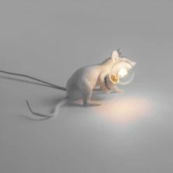 Seletti White Lop Lying Down Mouse Lamp