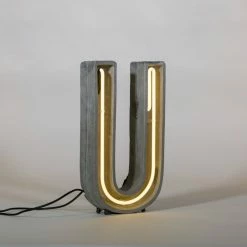 Seletti Neon Letters Alphacrete, Three Letter Combination Y, O And U, Cement
