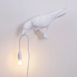 Seletti White Resin Bird Looking left Lamp