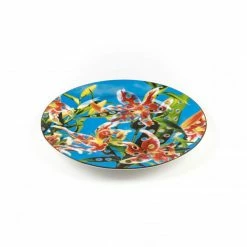 Seletti Porcelain Plate Flower with Holes Gold Border