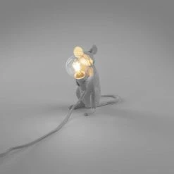Seletti White Sitting Mouse Lamp