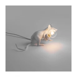 Seletti White Lie Down Mouse Lamp with Bulb
