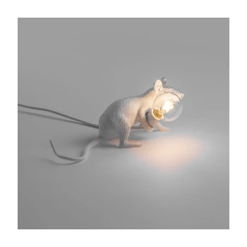 Seletti White Lie Down Mouse Lamp with Bulb