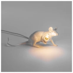 Seletti White Lie Down Mouse Lamp with Bulb