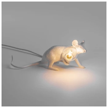 Seletti White Lie Down Mouse Lamp with Bulb