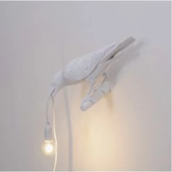 Seletti White Resin Bird Looking left Lamp