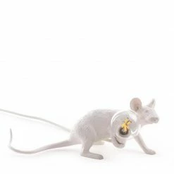 Seletti White Lying Mouse Lamp