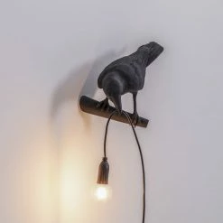 Seletti Bird Lamp Black Looking Left