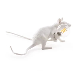 Seletti White Lie Down Mouse Lamp with Bulb