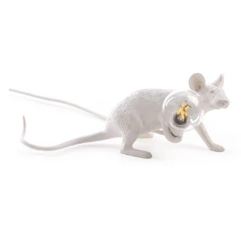 Seletti White Lie Down Squatting Mouse Lamp
