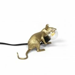 Seletti Gold Mouse Lamp Lop-Lying Down