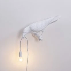 Seletti White Resin Bird Looking left Lamp