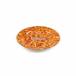 Seletti Porcelain Plate Spaghetti Gold Border